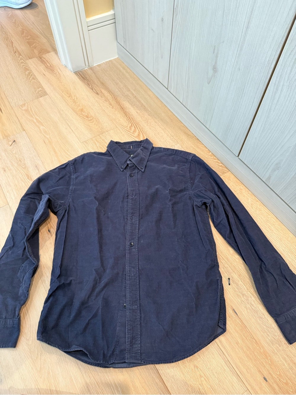 Banana Republic Men's Navy Button-Down Corduroy Shirt